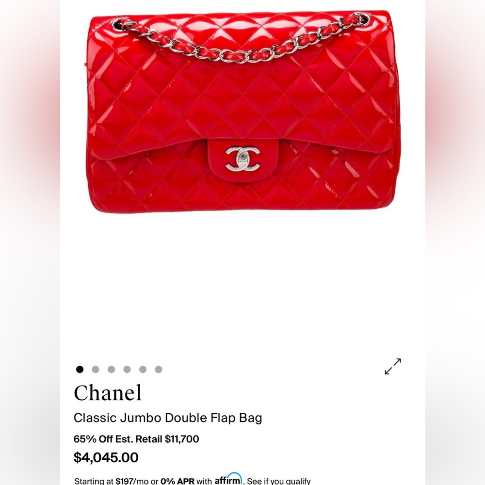 CHANEL Red Patent leather jumbo double flap bag - Picture 9 of 9